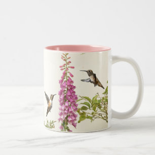 Blommigt för djurliv för Hummingbirdfågel djur Två-Tonad Mugg