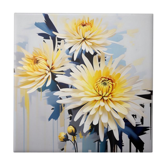 Blommigt för dynamisk Abstrakt Chrysanthemum Kakelplatta (Framsidan)