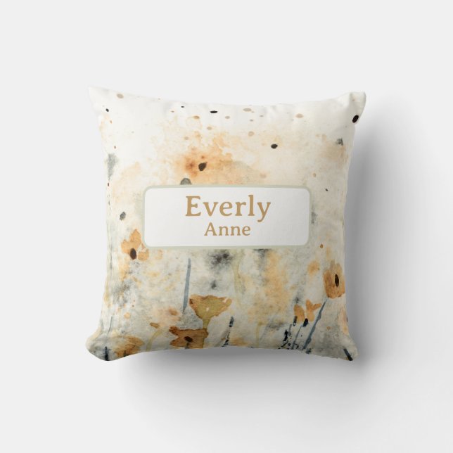 Blommigt för eget namn för jokertecken kudde (Framsida)