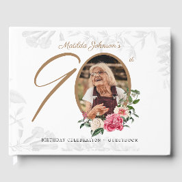 Blommigt för Elegant av 90:e Födelsedagsfest Botan Gästböcker