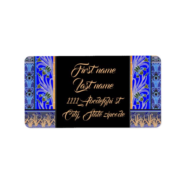 blommigt för elegant av art nouveau-blomman, vinta adressetikett (Framsidan)