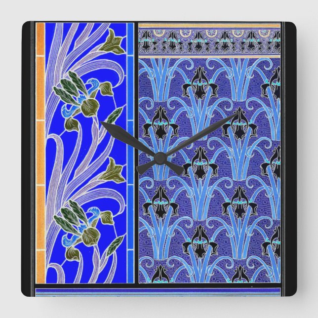 Blommigt för elegant av art nouveau-blomman, vinta fyrkantig klocka (Framsida)