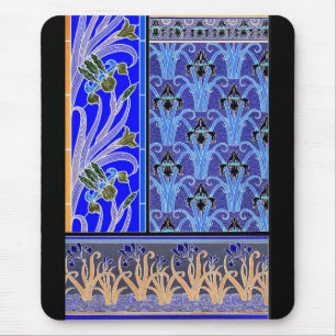 blommigt för elegant av art nouveau-blomman, vinta musmatta