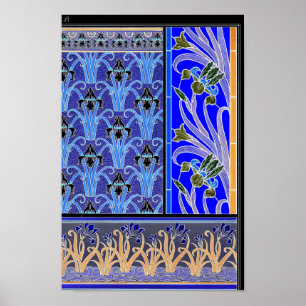 blommigt för elegant av art nouveau-blomman, vinta poster