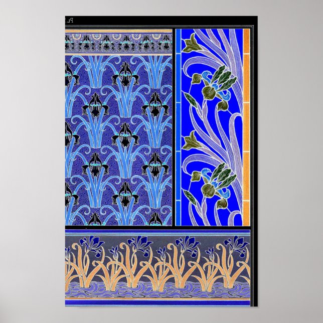 blommigt för elegant av art nouveau-blomman, vinta poster (Framsidan)