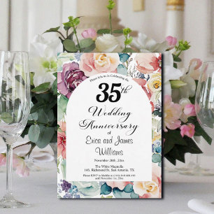 Blommigt för Elegant av Bröllop-årsdag för 35e Inbjudningar