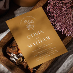 Blommigt för elegant av efterställd gult - minimal inbjudningar