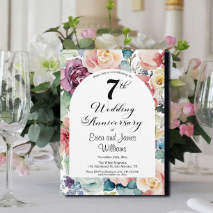 Blommigt för Elegant av för Bröllop-årsdag i 7:e Inbjudningar