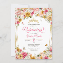 Blommigt för Elegant av  Gult Buttefly Quinceanera Inbjudningar