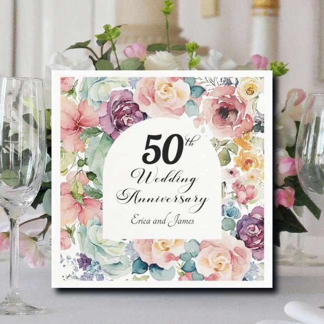 blommigt för Elegant av  med 50 års minnesdag i Br Pappersservett (Skapare uppladdad)