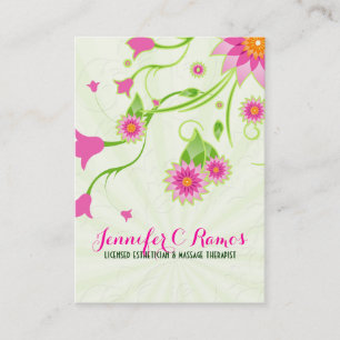 Blommigt för Elegant av rosa och Grönt Visitkort