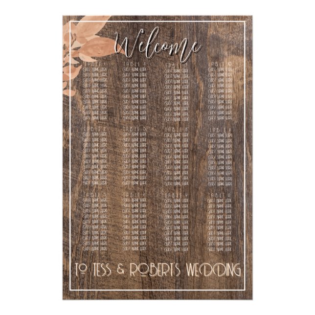 Blommigt för Elegant av Rustic Farmhouse Boho Wood Fototryck (Framsidan)