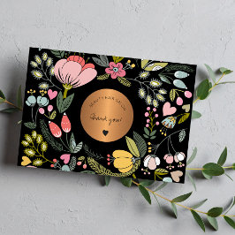 blommigt för elegant av svart och pastelliserad ro tack kort