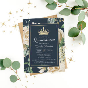 Blommigt för elegant av vattenfärg Quinceanera-inb Inbjudningar