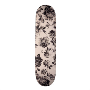 Blommigt för Elegant av vit och svart Vintage i t Skateboard Bräda 19,5 Cm