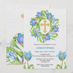 Blommigt för elegant Baptism Inbjudningar
