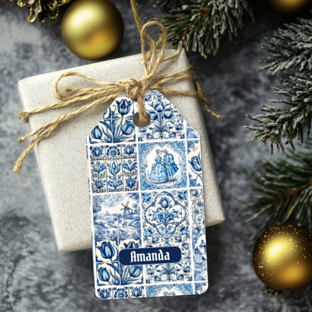 blommigt för elegant Blue land Presentetikett (Skapare uppladdad)