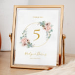 Blommigt för elegant | BORDSNUMMER<br><div class="desc">Den här elegantens blommigt | bordsnummer är perfekt för din boho, rosa vår botaniska bröllop. Utformningen har en guld-folie ram åtföljd av en enkel vattenfärgad persikochampagne ro, minimalistisk grönt eucalyptus greenery, och en modern unik neutralt, korallvallmosblomma. Utformningen är lyx, perfekt för ett klassiskt, klassligt, känsligt chic sommar, fall eller vinterbröllop....</div>