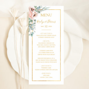  Blommigt för elegant   Bröllop Middag-meny Meny