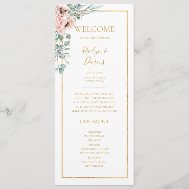  Blommigt för elegant | BRÖLLOPSPROGRAM Program (Framsida)