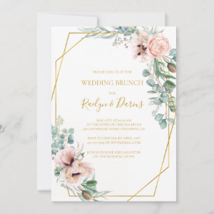 Blommigt för elegant Brunch-inbjudan till Bröll Inbjudningar