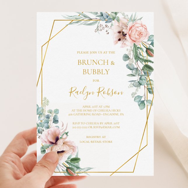  Blommigt för elegant | Brunch- och bubbelduschar Inbjudningar (Skapare uppladdad)