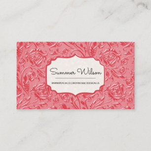 Blommigt för elegant Embossed Mörk Rosa Affärskort Visitkort