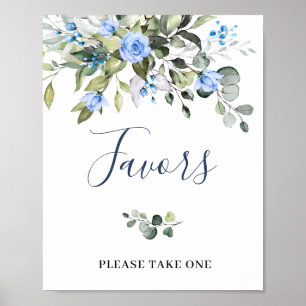 Blommigt för elegant Eucalyptus Blue Ro Favoriter Poster