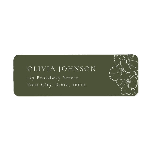 blommigt för elegant grönt Returadressetikett för  Returadress Etikett (Framsidan)