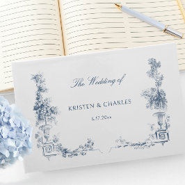 Blommigt för elegant Klassisk, blå Fransk Gästböcker