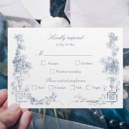 Blommigt för elegant Klassisk, blå Fransk OSA Kort