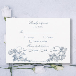 Blommigt för elegant Klassisk, blå Fransk OSA Kort