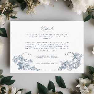 Blommigt för elegant Klassisk, blå Fransk Tilläggskort