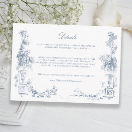 Blommigt för elegant Klassisk, blå Fransk Tilläggskort