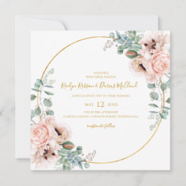 Blommigt för elegant | Kvadratbröllop - inbjudan