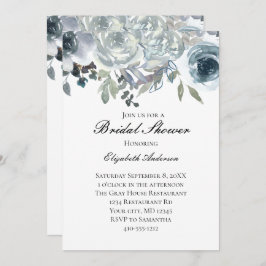 Blommigt för Elegant med blå Grått-Grönt, vattenfä Inbjudningar