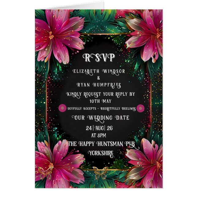 blommigt för elegant med dynamiskt färg hälsningskort (Framsidan)