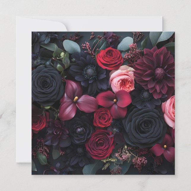 Blommigt för elegant Mörk Arrangemang med Ro (Framsida)