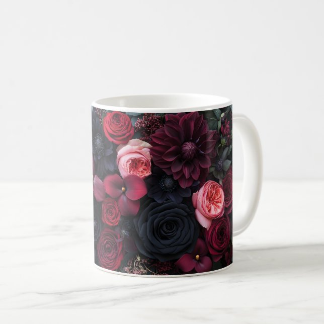 Blommigt för elegant Mörk Arrangemang med Ro Kaffemugg (Framsida höger)