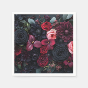 Blommigt för elegant Mörk Arrangemang med Ro Pappersservett