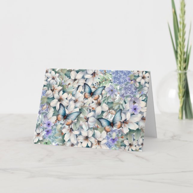 Blommigt för elegant och Butterflies Mors dag-kort Helgkort (Framsida)