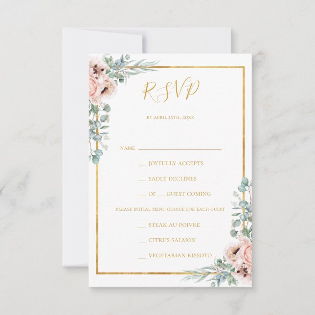  Blommigt för elegant | OSA kort för menyval (Framsida)