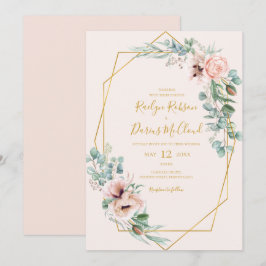 Blommigt för elegant | Pastel Avslappnad Bröllop Inbjudningar
