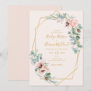 Blommigt för elegant Pastel Avslappnad Bröllop Inbjudningar