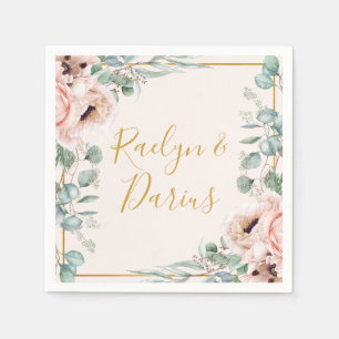 Blommigt för elegant Pastel Bröllop Napkins Pappersservett