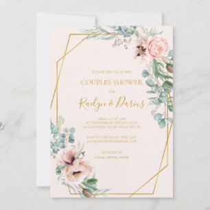 Blommigt för elegant Pastel Par Shower Inbjudningar