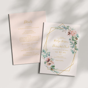 Blommigt för elegant Pastellkrita i Bröllop Inbjudningar
