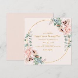 Blommigt för elegant | Pastellkvadrat Bröllop Inbjudningar
