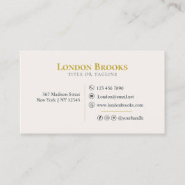 Blommigt för elegant, skript Guld | Social Media B Visitkort