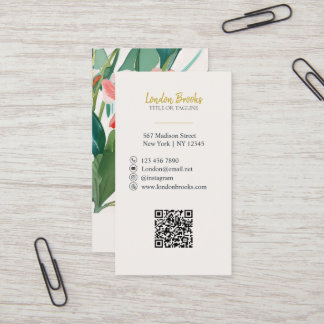 Blommigt för elegant, skript Guld | Social Media Q Visitkort